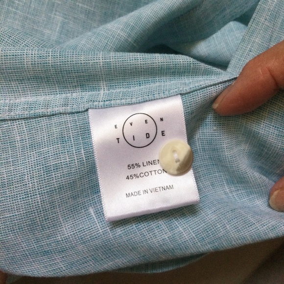 EVEN TIDE MEN'S SHORT-SLEEVE SHIRT, LIGHT-BLUE, SIZE: XL/SLIM, LINEN BLEND - Picture 7 of 8